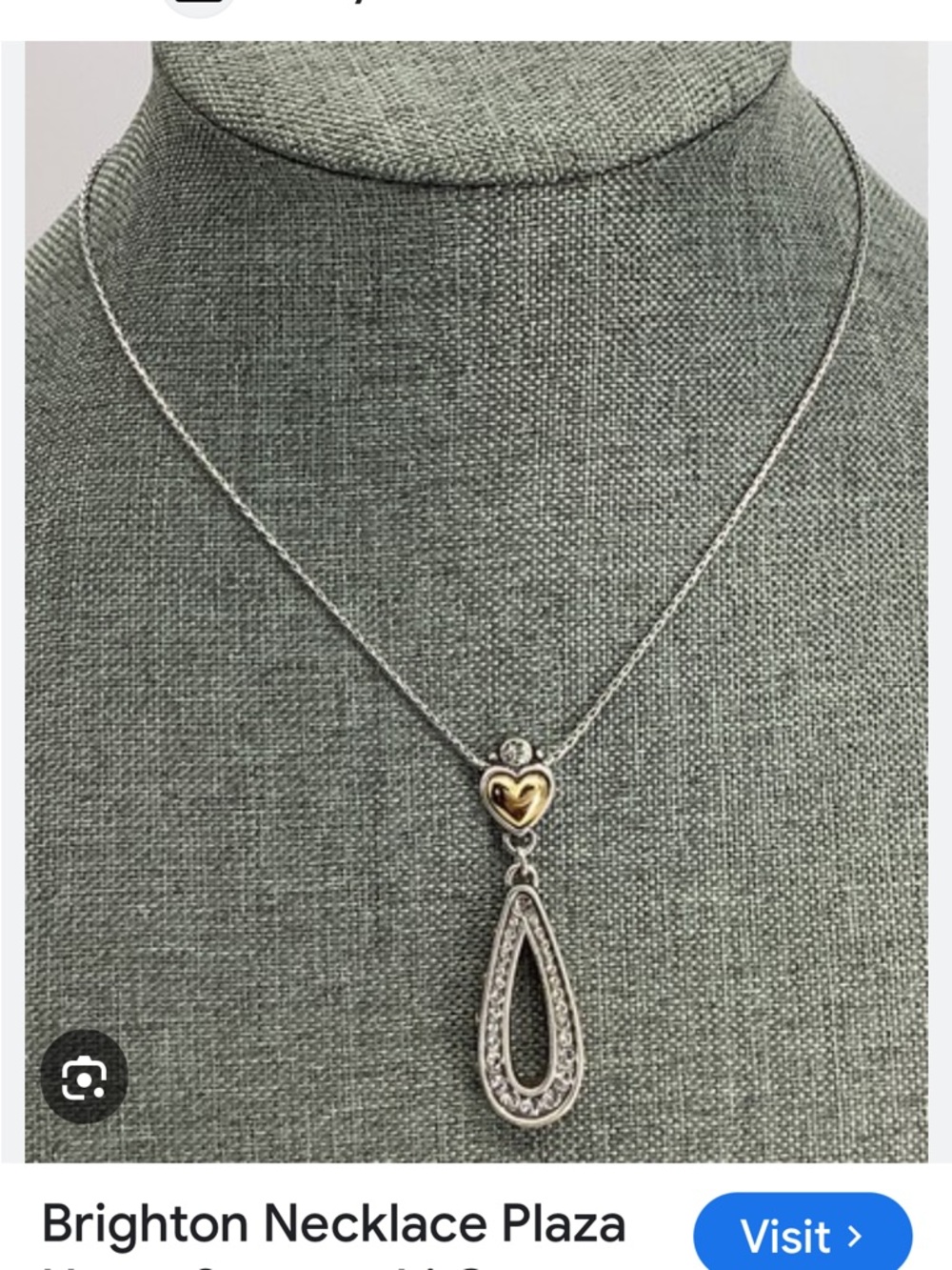 Brighton Plaza Heart necklace with Crystal filled pendant